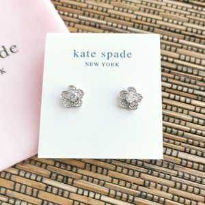 Jeweled Stencil Scallops Stud Earrings Silver
